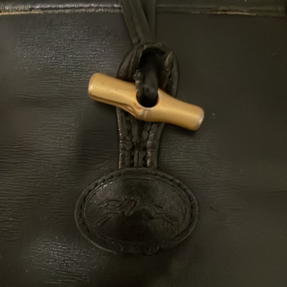 Authentic SOLD longchamp Vintage blk leather Roseau tote handbag. - Picture 2 of 8